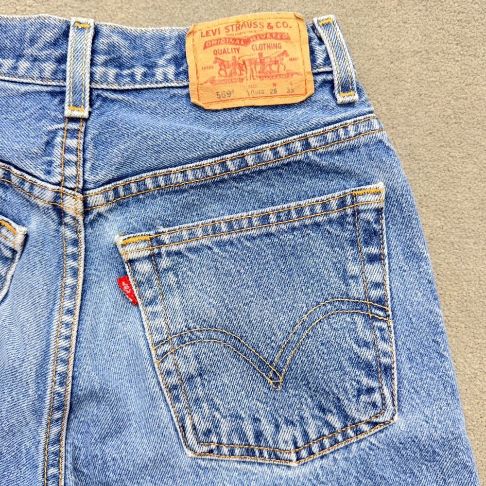Vintage Levis 569 Baggy Loose Straight Jeans Womens 10 Faded Blue 24x23.5 Y2K
